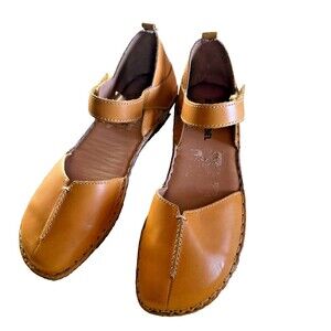 Josef Seibel Rosalie 42 Yellow Leather Comfort Sandals Adjustable Strap EU42